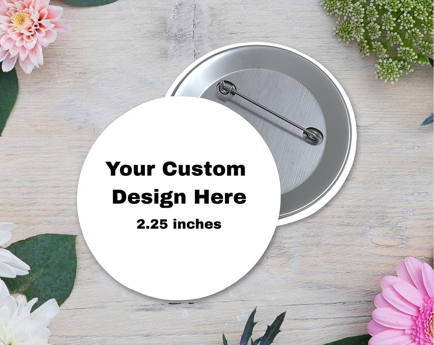 Custom Design Pinned Buttons, company logo, photo gifts, designed buttons, keepsake gifts, personalized gift, party decor, party favors.