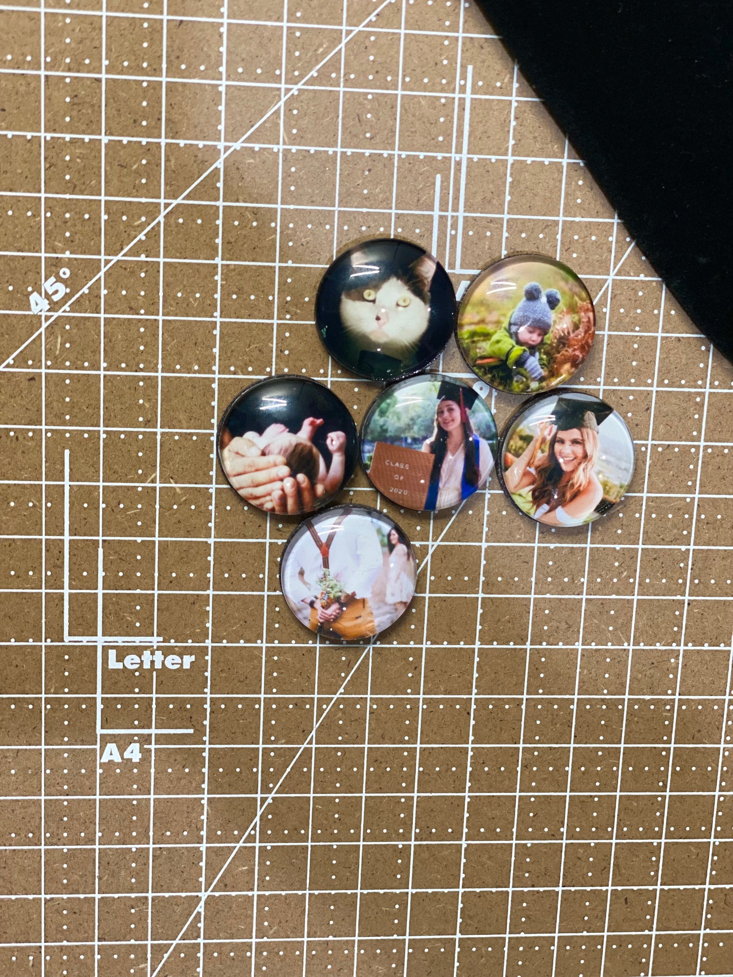 Set of 6 Custom round glass photo magnets, Personalized Fridge magnets with your photos-Unique gift idea, custom picture magnets, home decor